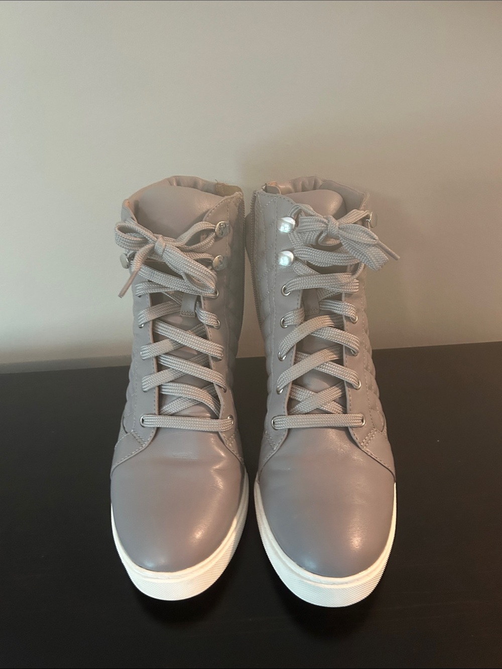 Paolo Gray High-Top Lace-Up Sneakers
